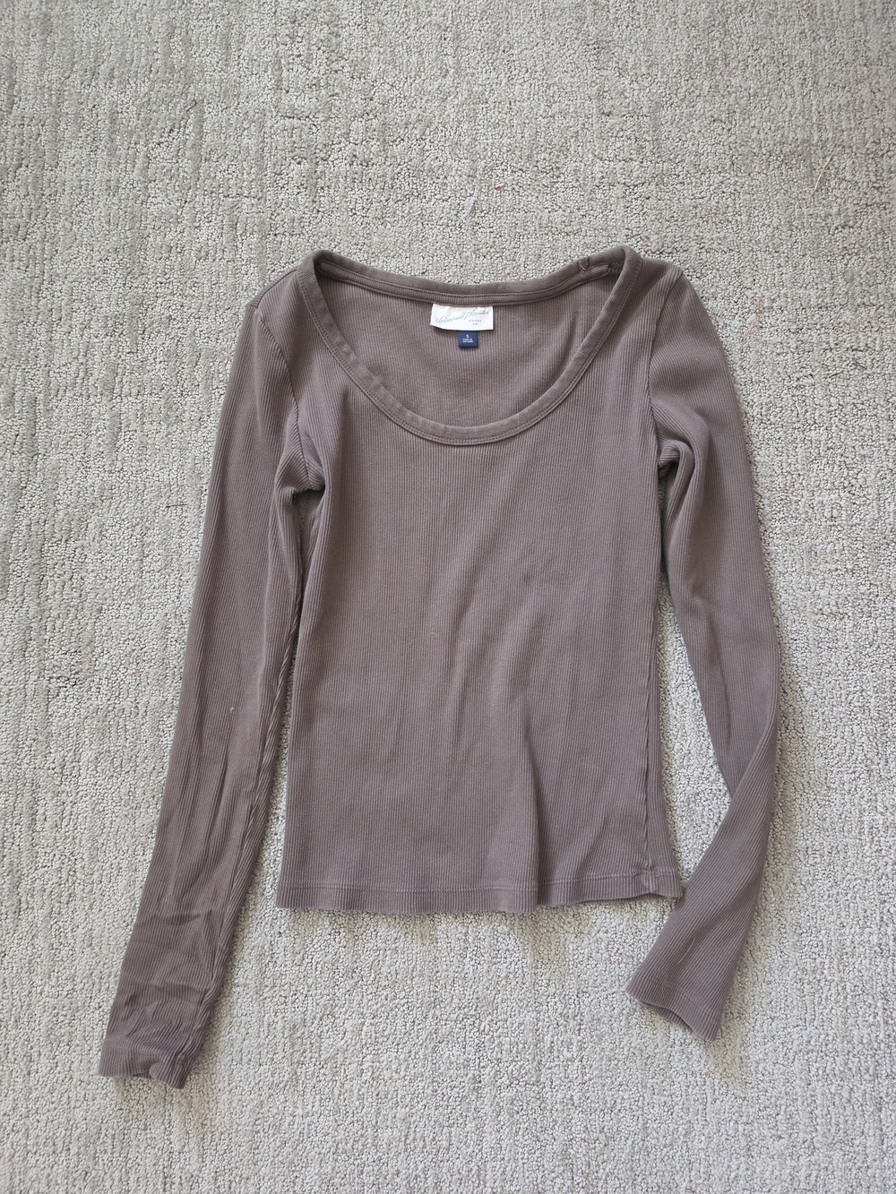Universal Thread Scoop Neck Long Sleeve Top - Taupe